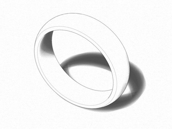 D Shaped Wedding Band, Polished Finish,  Choose Your Metal & Width