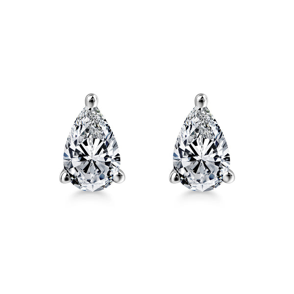 1.00ct each, Pear Cut Moissanite Stud Earrings, 925 Sterling Silver