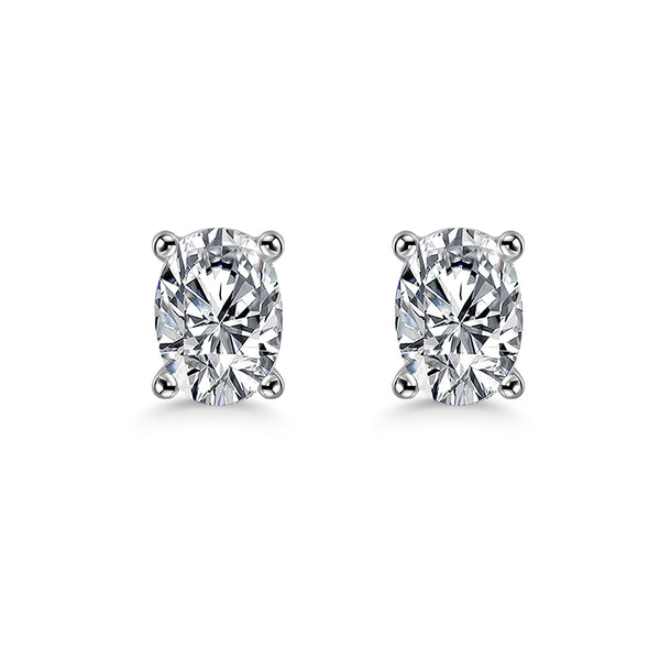 1.00ct each, Oval Cut Moissanite Stud Earrings, 925 Sterling Silver