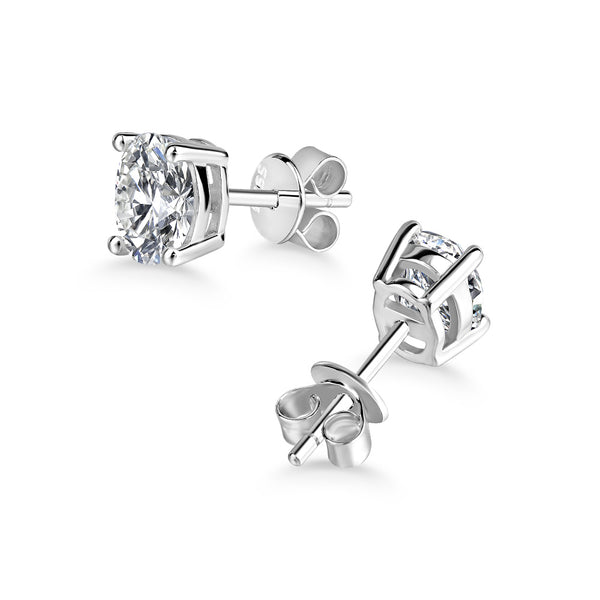 1.00ct each, Oval Cut Moissanite Stud Earrings, 925 Sterling Silver