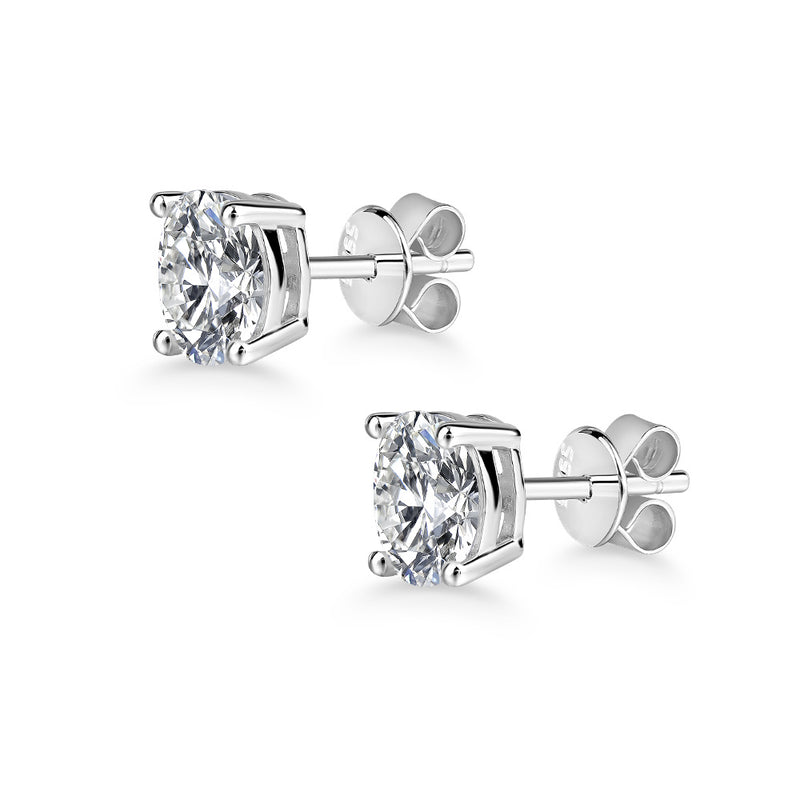 1.00ct each, Oval Cut Moissanite Stud Earrings, 925 Sterling Silver