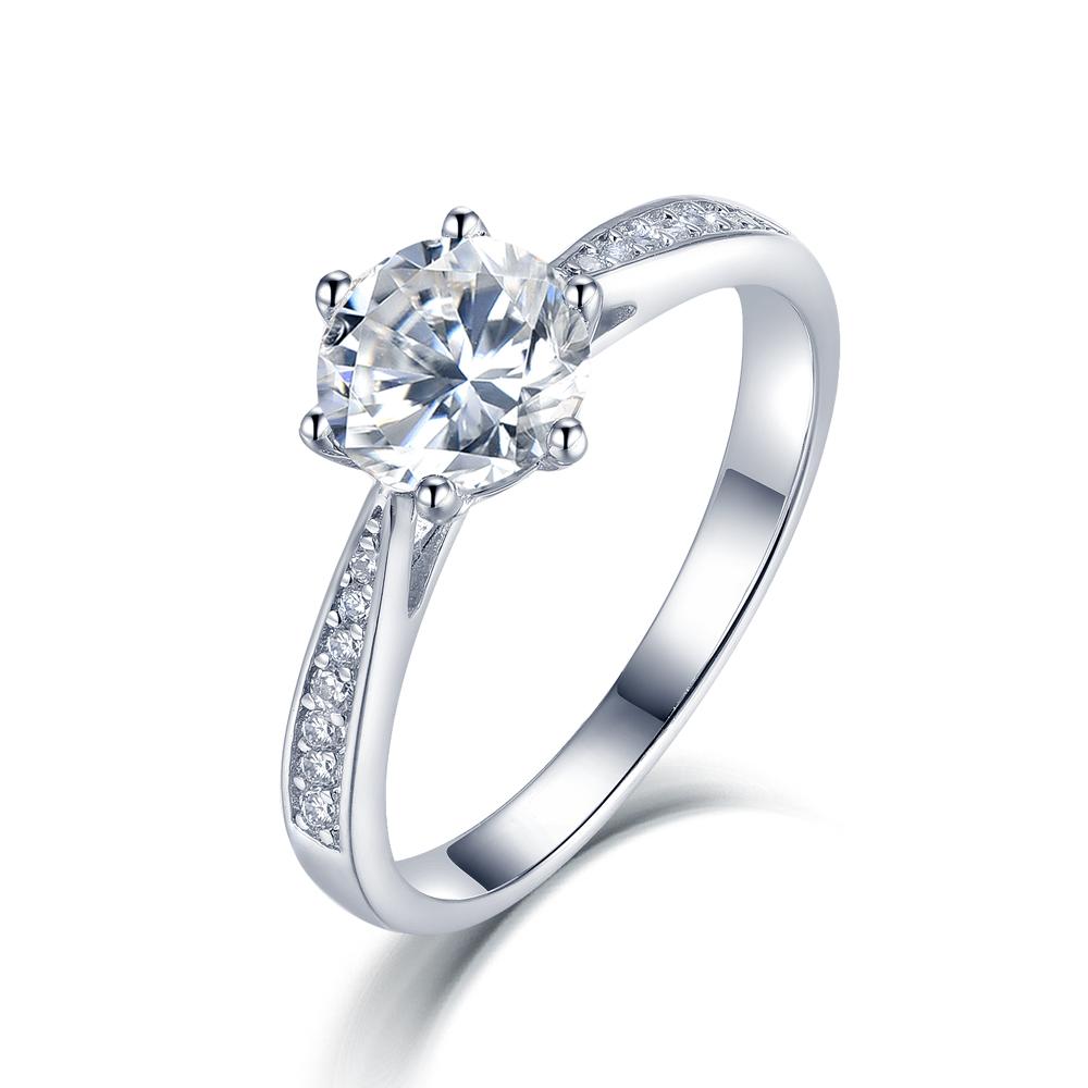 1.00ct Moissanite Engagement Ring, Classic Six Claw with