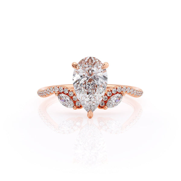 1.50ct Pear Cut Moissanite Engagement Ring, Vintage Boho Design, Available in Rose Gold, White Gold or Yellow Gold