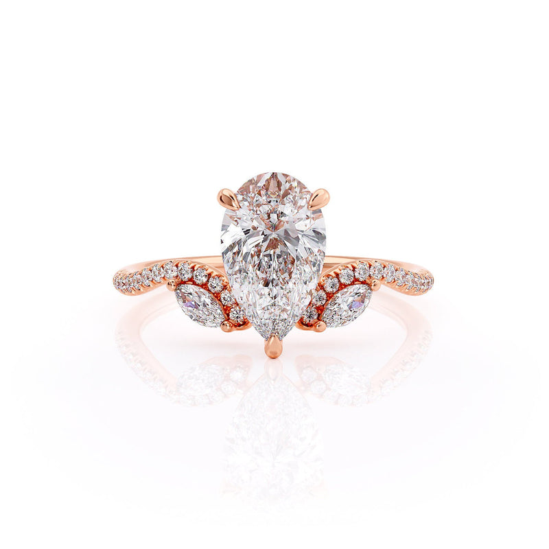1.50ct Pear Cut Moissanite Engagement Ring, Vintage Boho Design, Available in Rose Gold, White Gold or Yellow Gold
