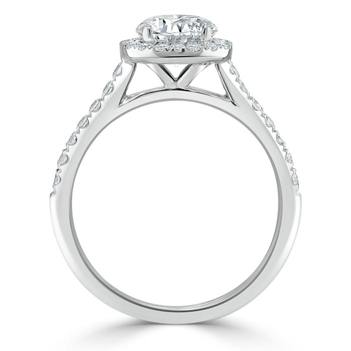 1.45ct Pear Cut Moissanite Engagement Ring, Classic Halo, Available in White Gold, Platinum, Rose Gold or Yellow Gold