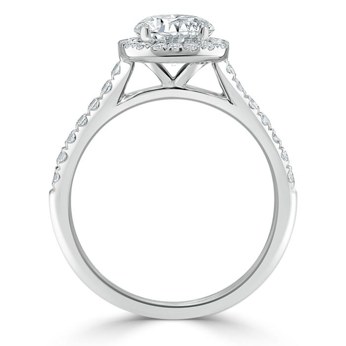 Lab-Diamond Pear Cut Engagement Ring, Classic Halo, Choose Your Stone Size and Metal