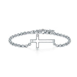925 Sterling Silver Cross Bracelet, Delicate Cross Bracelet