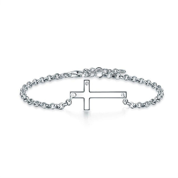 925 Sterling Silver Cross Bracelet, Delicate Cross Bracelet