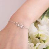 925 Sterling Silver Bracelet, Linking Hearts Bridal Gift Bracelet