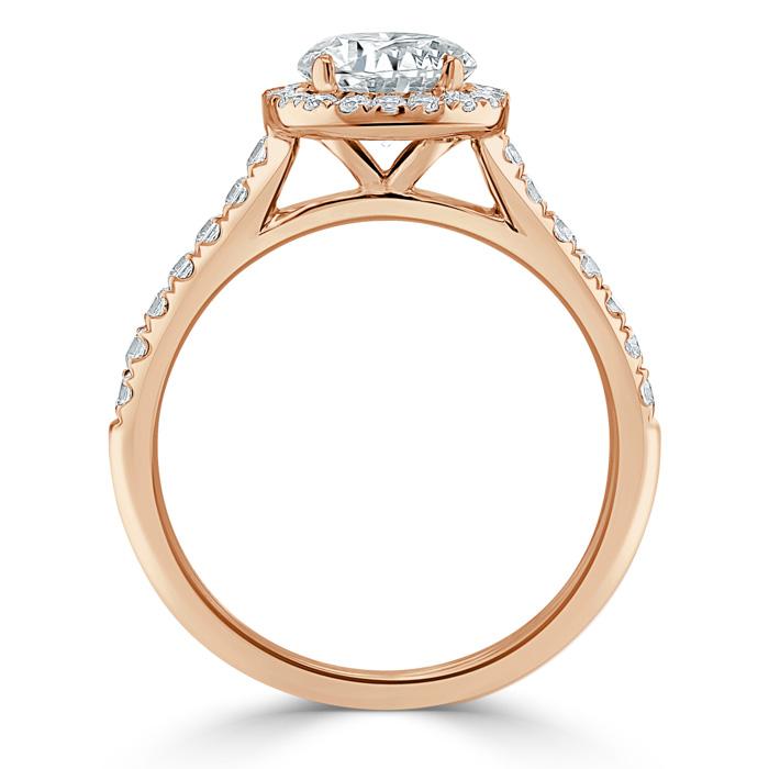 1.45ct Pear Cut Moissanite Engagement Ring, Classic Halo, Available in White Gold, Platinum, Rose Gold or Yellow Gold