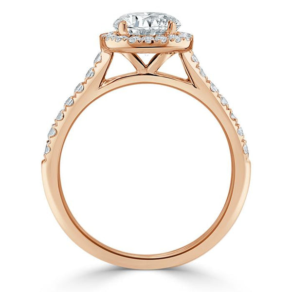 Lab-Diamond Pear Cut Engagement Ring, Classic Halo, Choose Your Stone Size and Metal