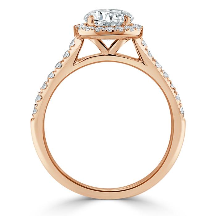 Lab-Diamond Pear Cut Engagement Ring, Classic Halo, Choose Your Stone Size and Metal