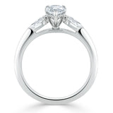 1.50ct Pear Cut Moissanite Engagement Ring, Classic 3 Stone, Available in White Gold, Platinum, Rose Gold or Yellow Gold