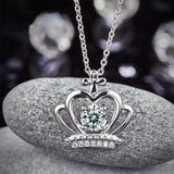 0.50ct Diamond Crown Pendant, Princess Diamond Necklace, 925 Silver