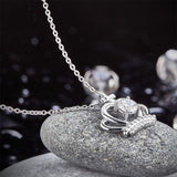 0.50ct Diamond Crown Pendant, Princess Diamond Necklace, 925 Silver