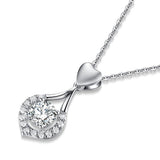 0.70ct Diamond Halo Pendant, Heart Teardrop Diamond Necklace, 925 Silver