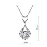 0.70ct Diamond Halo Pendant, Heart Teardrop Diamond Necklace, 925 Silver