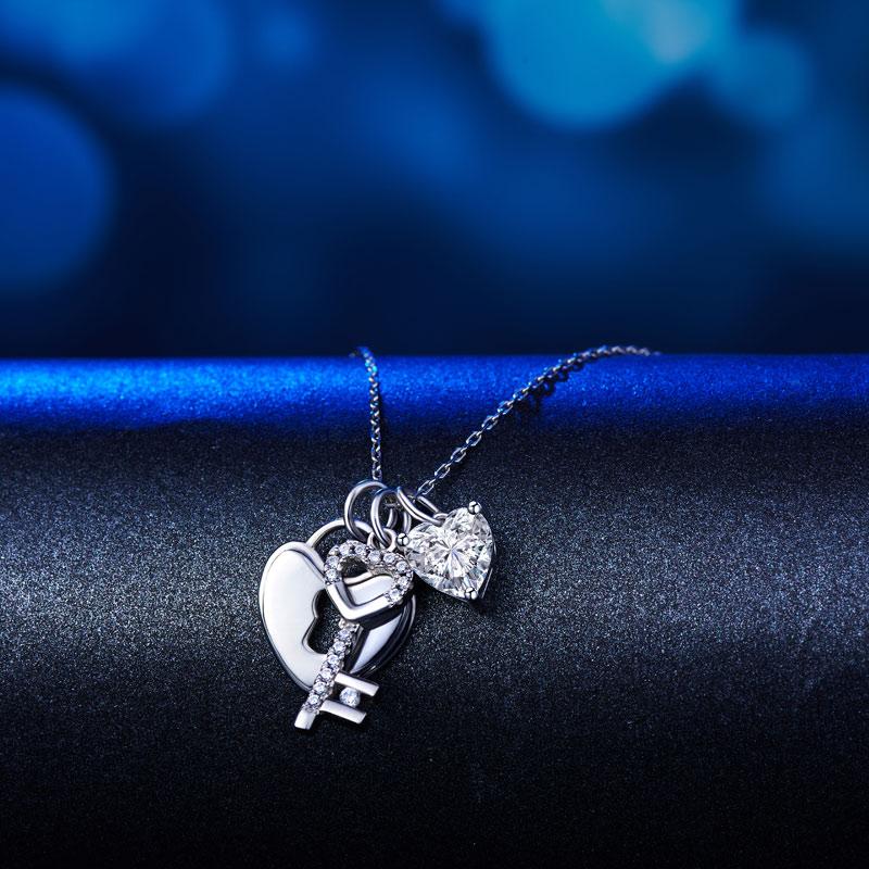 Silver lock and key necklace shop