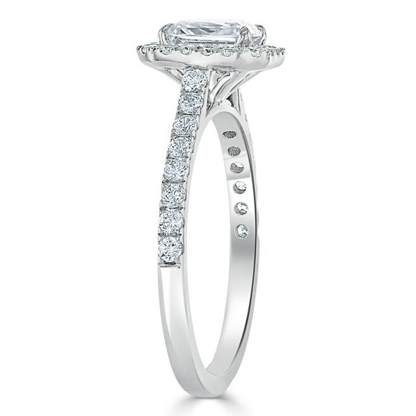 Lab-Diamond Radiant Cut Halo Engagement Ring, Classic Style, Choose Your Stone Size and Metal