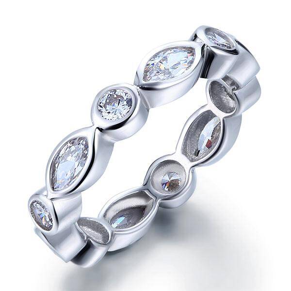 1.50ct Marquise Cut, Full Diamond Eternity Ring, 925 Sterling Silver