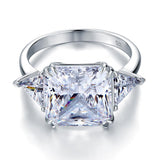 8.00ct Classic Radiant Cut Diamond Engagement Ring, 925 Silver