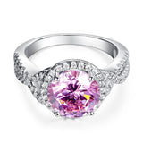 3.00ct Vivid Pink Diamond Engagement Ring, Round Brilliant Cut Twist, 925 Silver