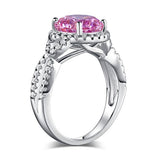 3.00ct Vivid Pink Diamond Engagement Ring, Round Brilliant Cut Twist, 925 Silver