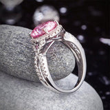 3.00ct Vivid Pink Diamond Engagement Ring, Round Brilliant Cut Twist, 925 Silver