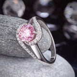 1.25ct Vivid Pink, Round Brilliant Cut Diamond Twist Engagement Ring