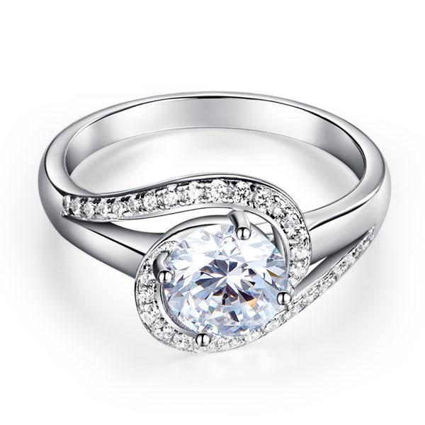 1.25ct Diamond Twist, Round Brilliant Cut Engagement Ring, 925 Sterling Silver