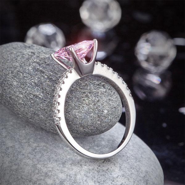 1.50ct Princess Cut Vivid Pink Diamond Ring