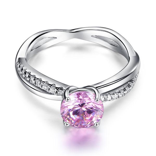 1.50ct Pink Diamond Engagement Ring, Twisted Band, 925 Silver