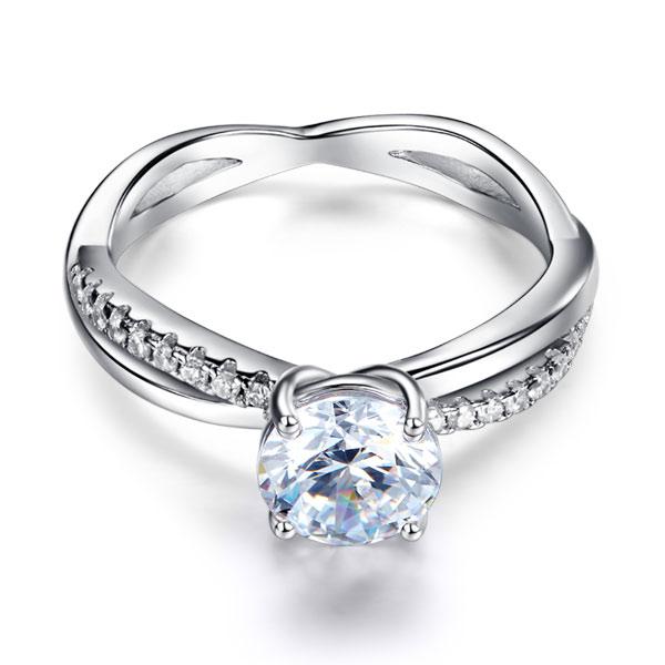1.50ct Diamond Engagement Ring, Twisted Band, 925 Sterling Silver