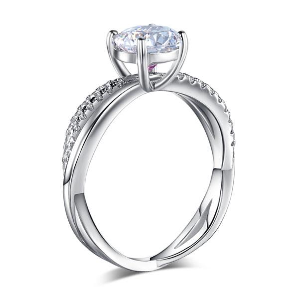 1.50ct Diamond Engagement Ring, Twisted Band, 925 Sterling Silver