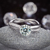 1.50ct Diamond Engagement Ring, Twisted Band, 925 Sterling Silver