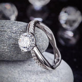 1.50ct Diamond Engagement Ring, Twisted Band, 925 Sterling Silver