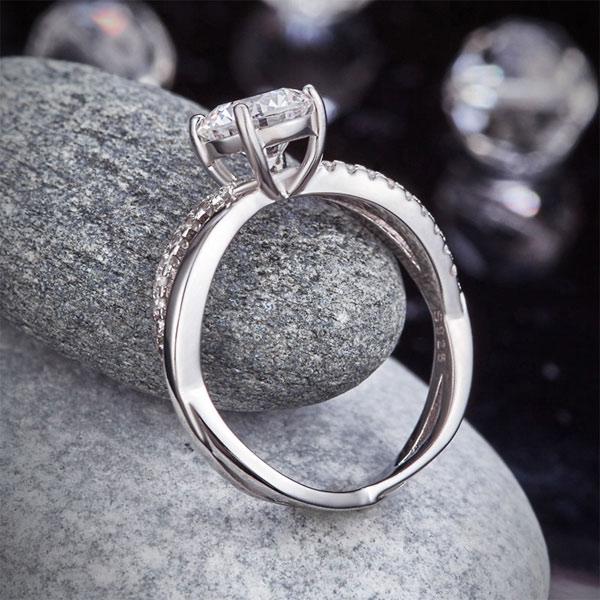 1.50ct Diamond Engagement Ring, Twisted Band, 925 Sterling Silver