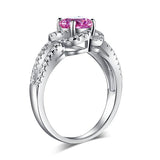 1.00ct Floral Pink Diamond Halo Ring, Round Brilliant Cut Centre Stone, 925 Sterling Silver Engagement ring