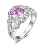 1.25ct Vintage Diamond Halo, Pink Round Brilliant Cut Engagement Ring