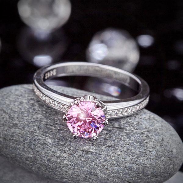 1.25ct Pink Diamond Classic Round Cut Solitaire 925 Sterling Silver Infinity Diamond Jewellery