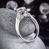 1.25ct Vintage Diamond Ring, Round Brilliant Cut Diamond, 925 Sterling Silver