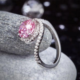 2.50ct Pink Diamond Engagement Ring, Round Brilliant Cut, Twist Design, 925 Silver