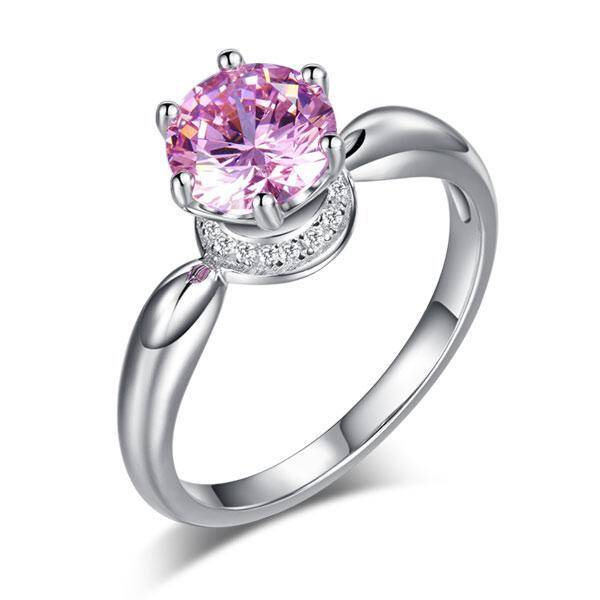 1.25ct Pink Diamond, Round Brilliant Cut, 925 Sterling Silver