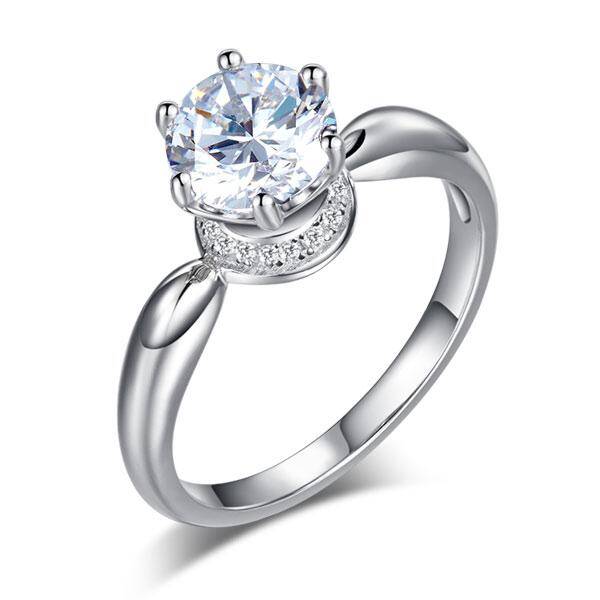 1.25ct Classic Round Brilliant Cut Diamond Engagement Ring, 925 Sterling Silver