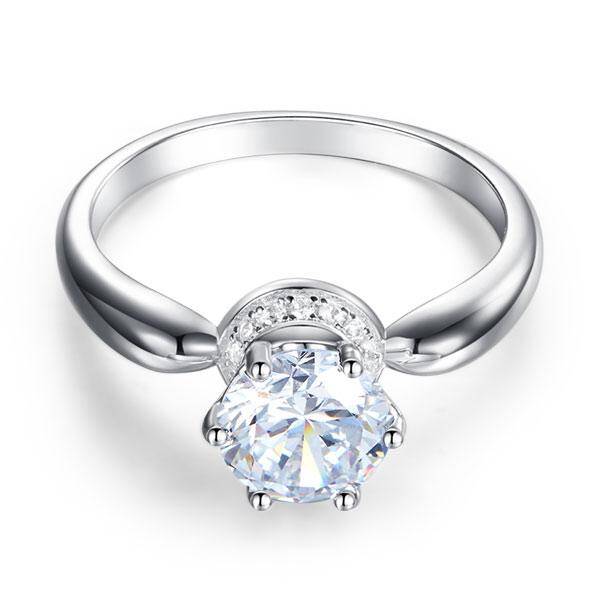 1.25ct Classic Round Brilliant Cut Diamond Engagement Ring, 925 Sterling Silver