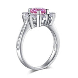 2.2ct Pink Diamond Halo Engagement Ring, Round Brilliant Cut, 925 Silver