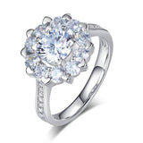 2.2ct Art Deco Diamond Halo Engagement Ring, Round Brilliant Cut, 925 Silver