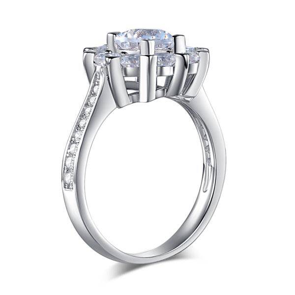 2.2ct Art Deco Diamond Halo Engagement Ring, Round Brilliant Cut, 925 Silver