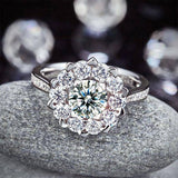 2.2ct Art Deco Diamond Halo Engagement Ring, Round Brilliant Cut, 925 Silver