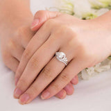 1.00ct Vintage Round Brilliant Cut Diamond Bridal Ring Set, 925 Sterling Silver